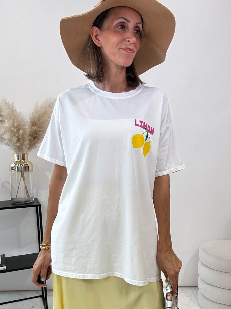 "Limon cello" Shirt mit Statement - weiss