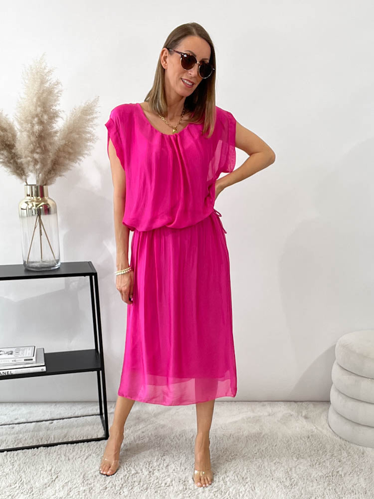"Silk" Sommerkleid aus Seide - pink