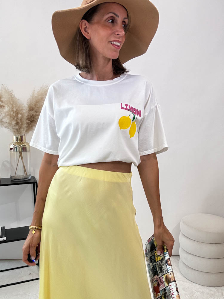 "Limon cello" Shirt mit Statement - weiss