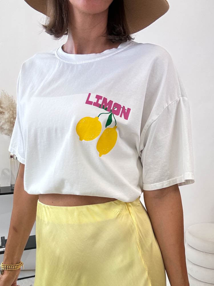 "Limon cello" Shirt mit Statement - weiss