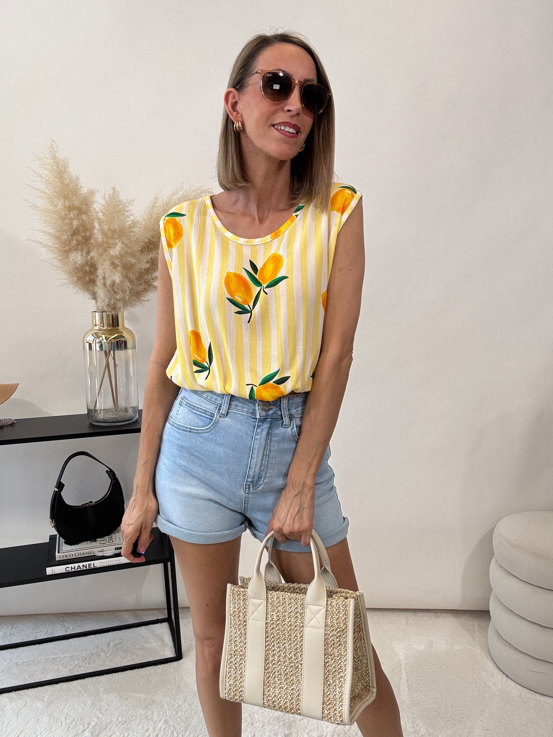 "Amalfi Lemon" Top aus Baumwolle -gelb