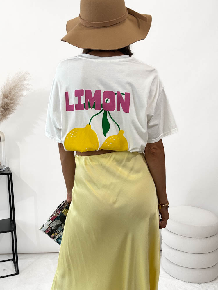 "Limon cello" Shirt mit Statement - weiss