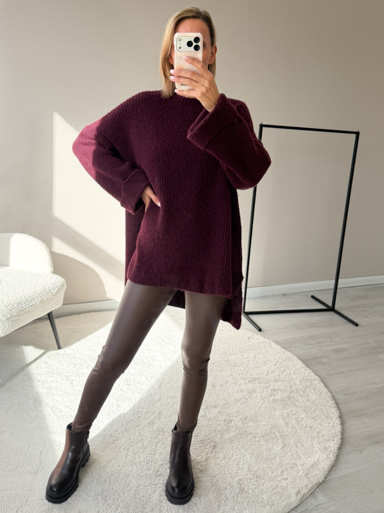 "Lumera" weicher Pulli mit Lana & Alpaka Wolle - bordeaux