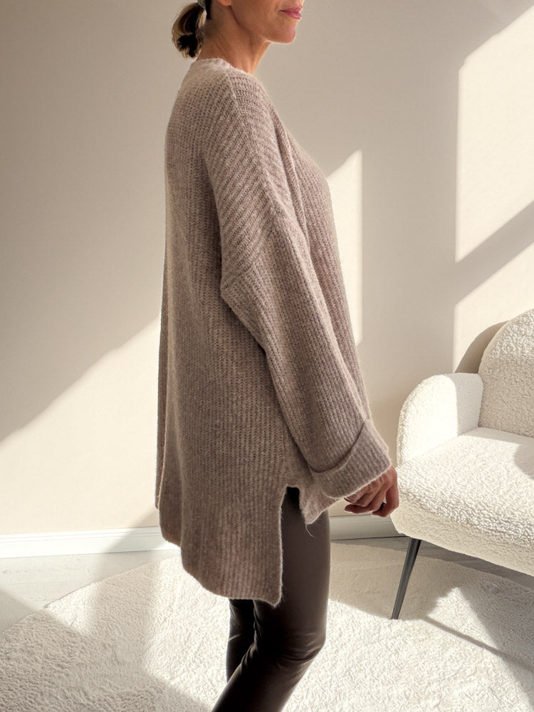 "Lumera" weicher Pulli mit Lana & Alpaka Wolle - soft mocca