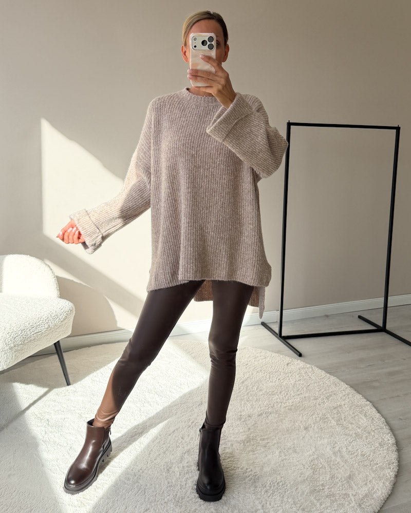 "Lumera" weicher Pulli mit Lana & Alpaka Wolle - soft mocca