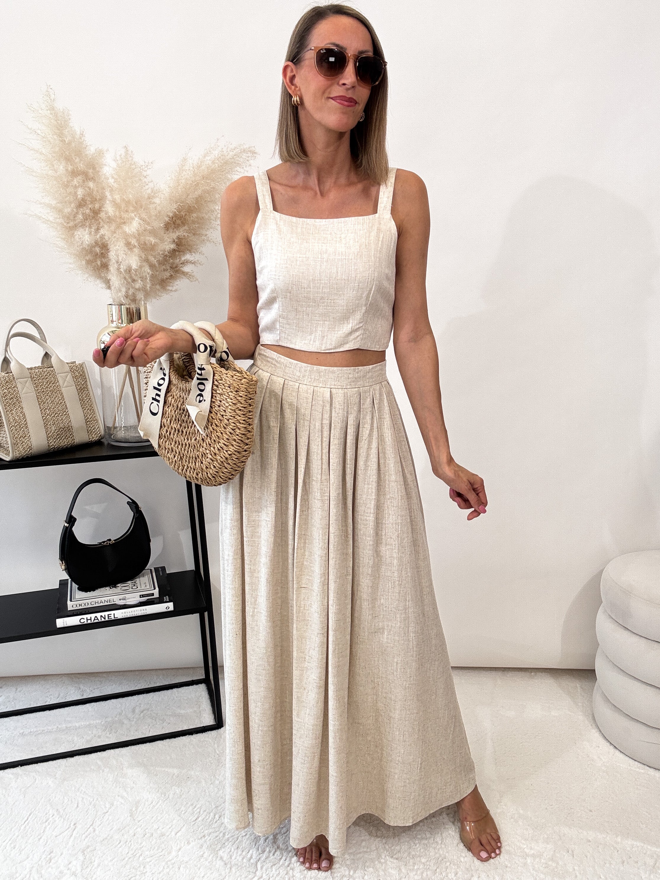 "Lino" Leinen Rock - beige