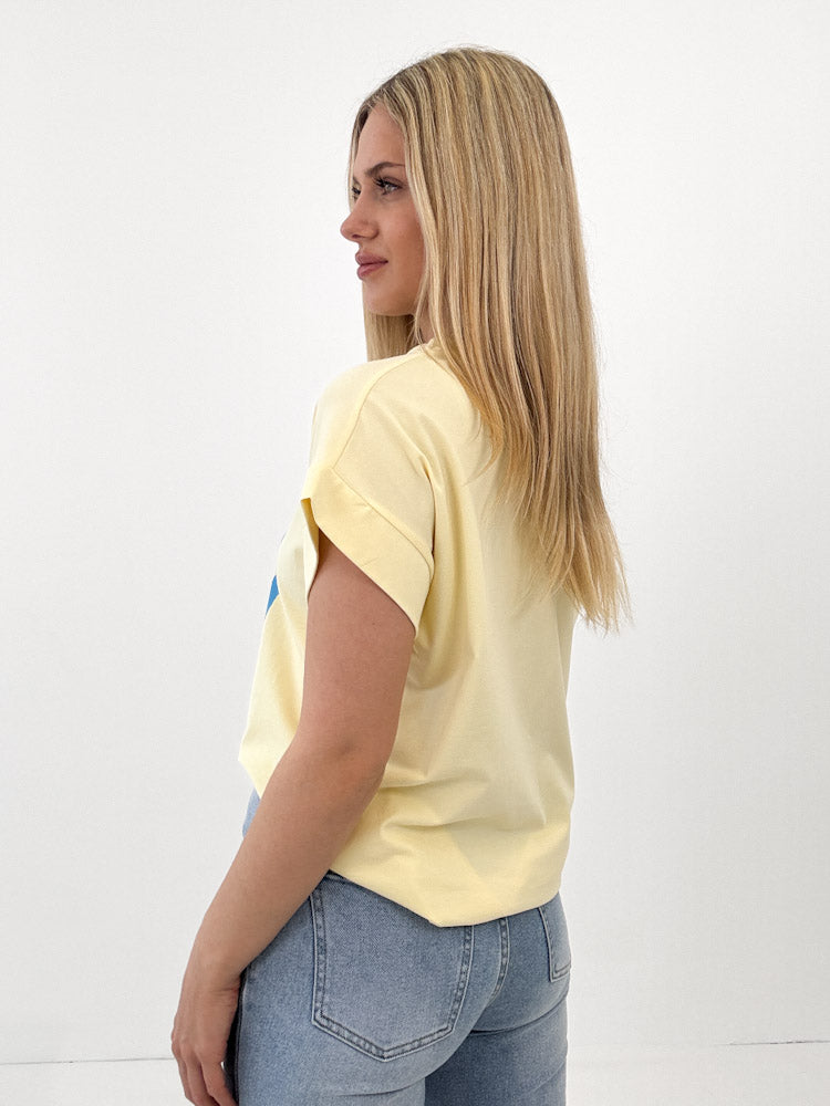 "Ciao Bella" stylisches Shirt mit Statement - hellgelb