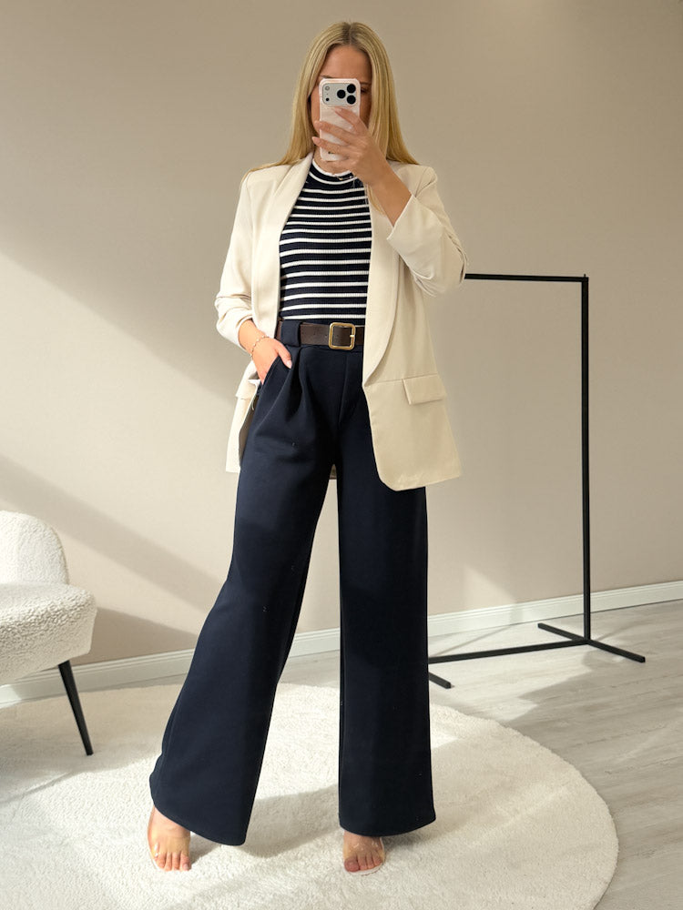 "Cara Stripes" schönes Stricktop aus Viscose - navy/ weiß