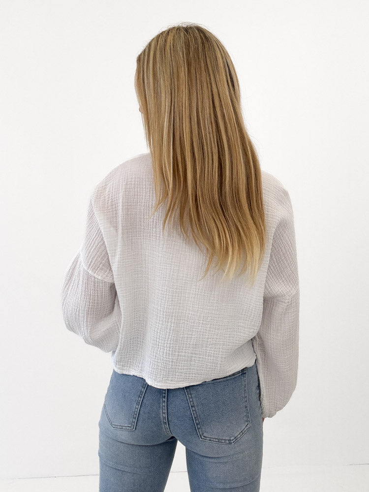 "Malibu" süßer Musselin Cardigan aus Baumwolle - weiß
