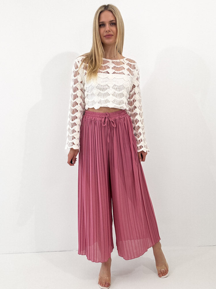 Plissee Culotte Hose - beere