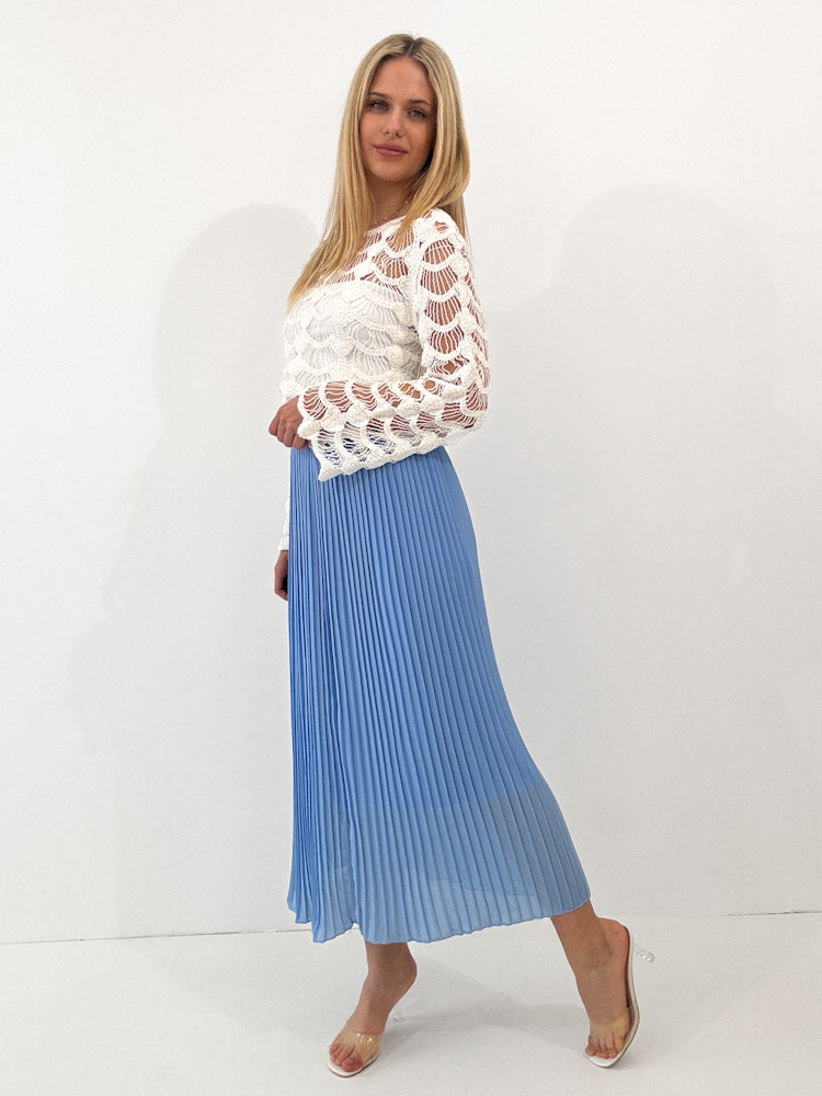 "Skirt" stylischer Plissee Rock - hellblau