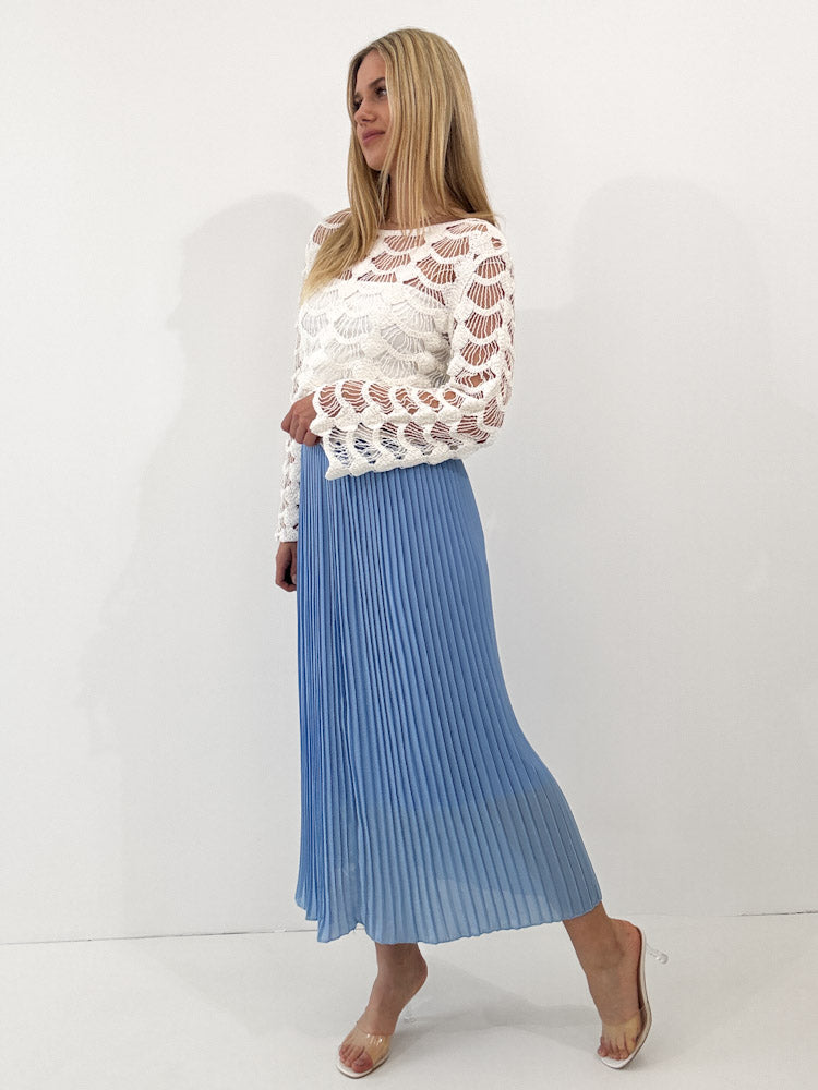 "Skirt" stylischer Plissee Rock - hellblau