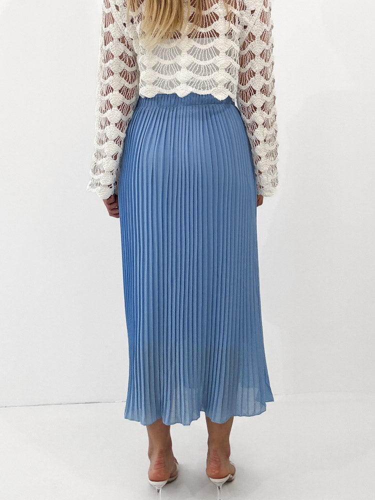 "Skirt" stylischer Plissee Rock - hellblau