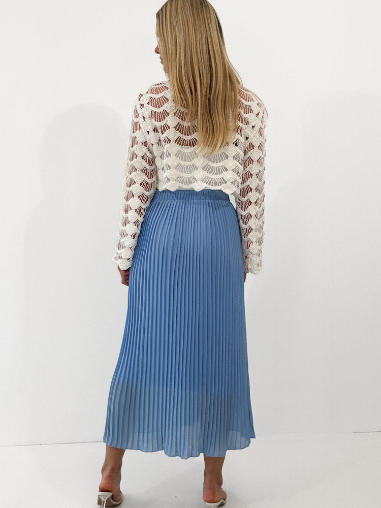 "Skirt" stylischer Plissee Rock - hellblau