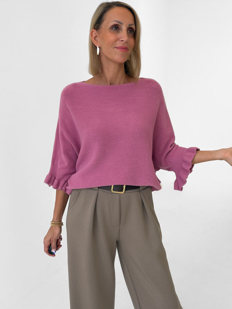 "Vicenza Volant" weicher Pullover mit Viscose - beere