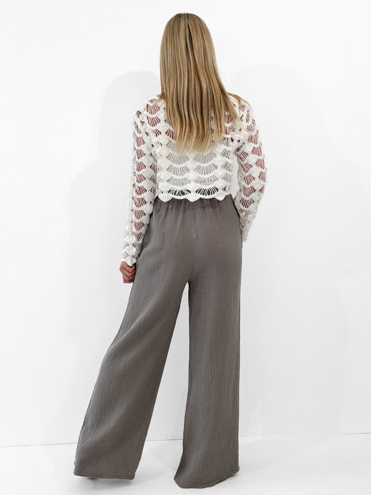 "Musselin Pants" weiche Hose aus Baumwolle - mocca