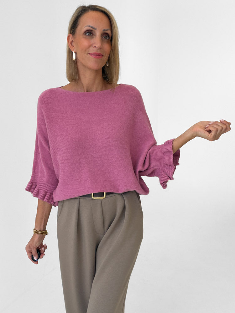 "Vicenza Volant" weicher Pullover mit Viscose - beere