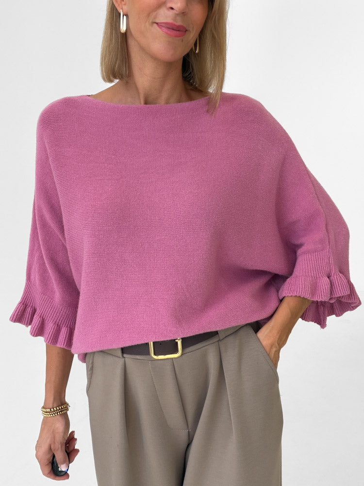 "Vicenza Volant" weicher Pullover mit Viscose - beere