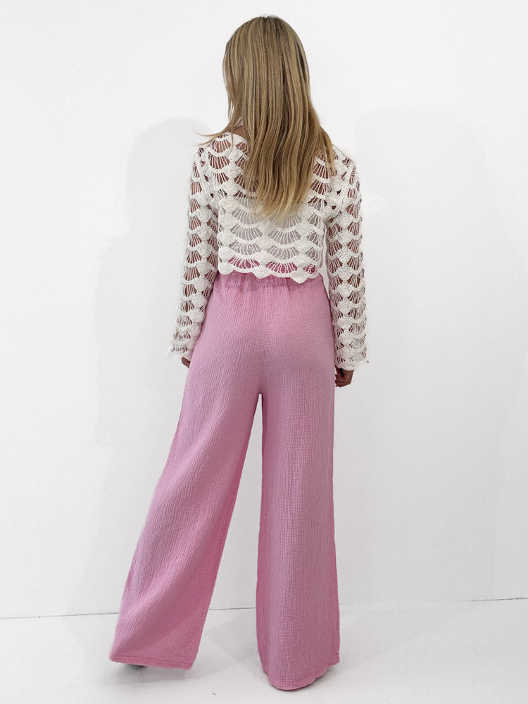 "Musselin Pants" weiche Hose aus Baumwolle - candy rosa