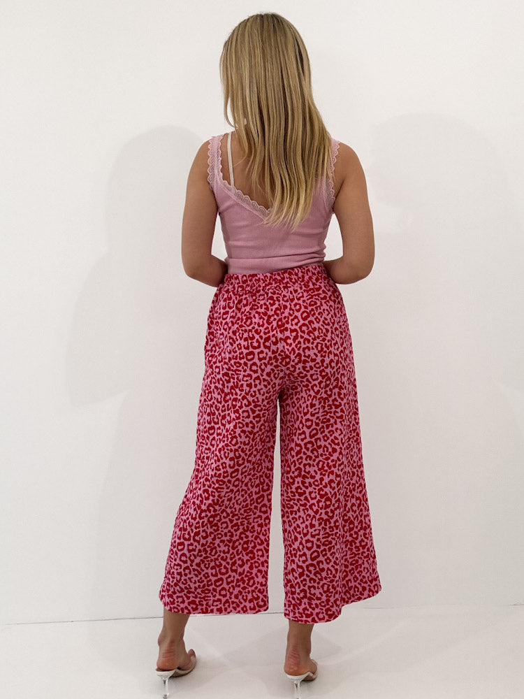 "Waffle Culotte Leo" Hose aus Musselin - pink/rot