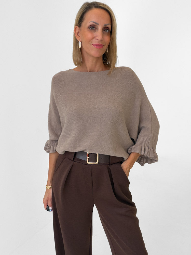 "Vicenza Volant" weicher Pullover mit Viscose - new mocca