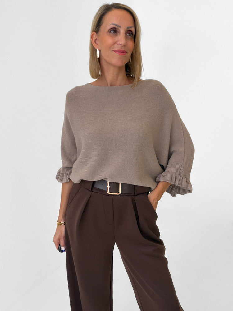 "Vicenza Volant" weicher Pullover mit Viscose - new mocca