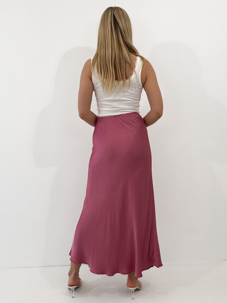 "Silky Maxi" stylischer Rock aus Viscose - beere