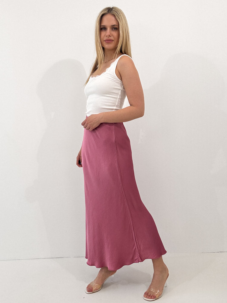 "Silky Maxi" stylischer Rock aus Viscose - beere