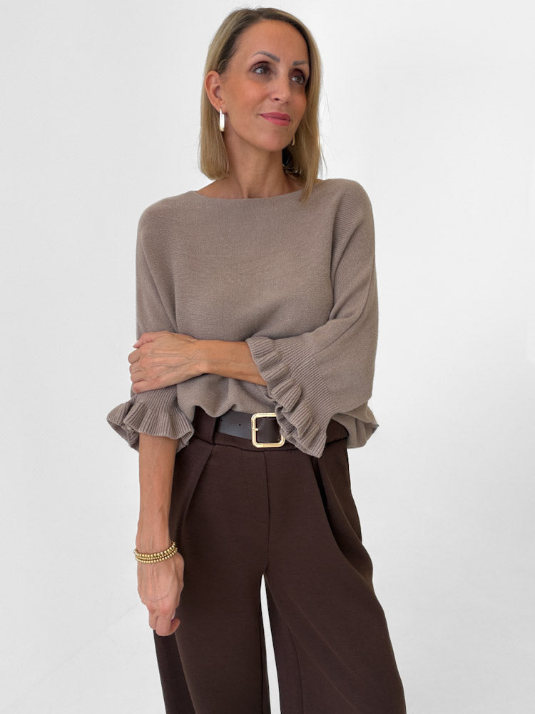 "Vicenza Volant" weicher Pullover mit Viscose - new mocca