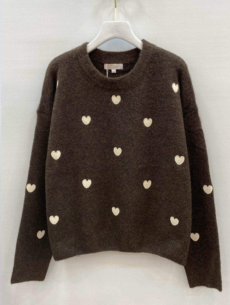 "Little Heart" Pullover aus Viscose - chocobraun