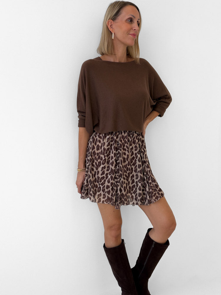 "Bella Leo 2.0" Rock aus Viskose - beige/braun