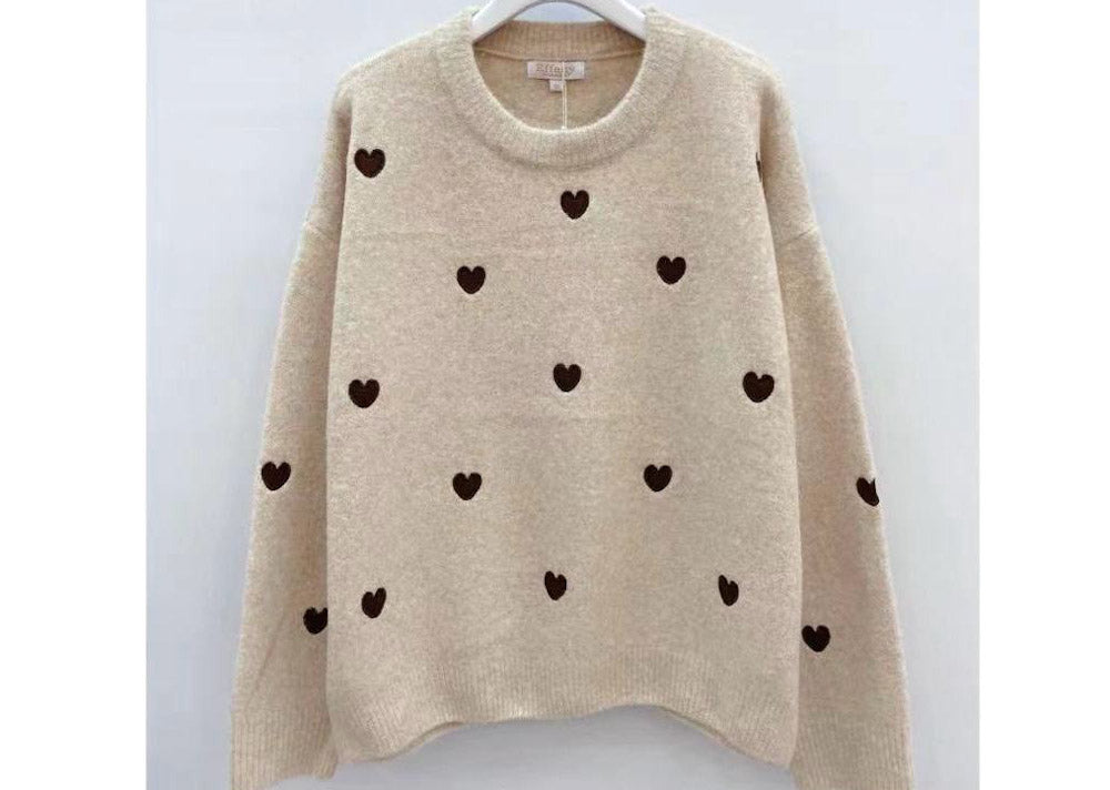 "Little Heart" Pullover aus Viscose - beige