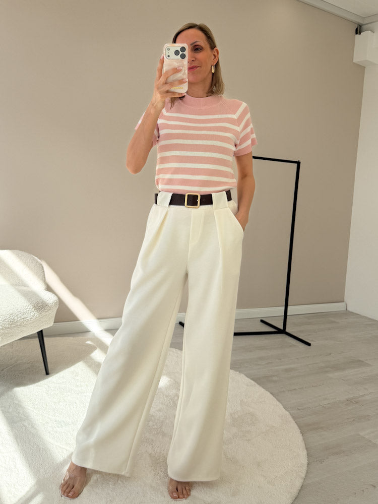 "Ally Stripes" weiches Shirt aus Viscose - rosa/ weiß