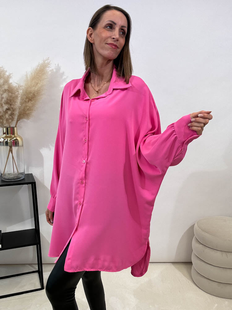 Lange Oversize Bluse - pink