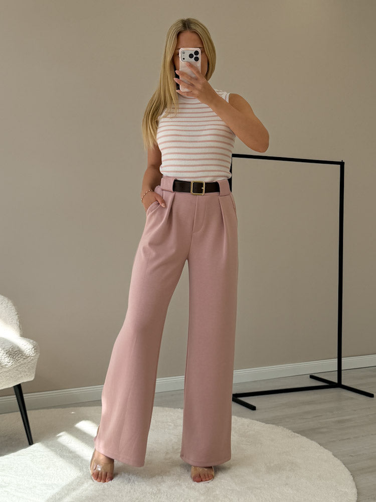 "Cara Stripes" schönes Stricktop aus Viscose - weiß/ rosa