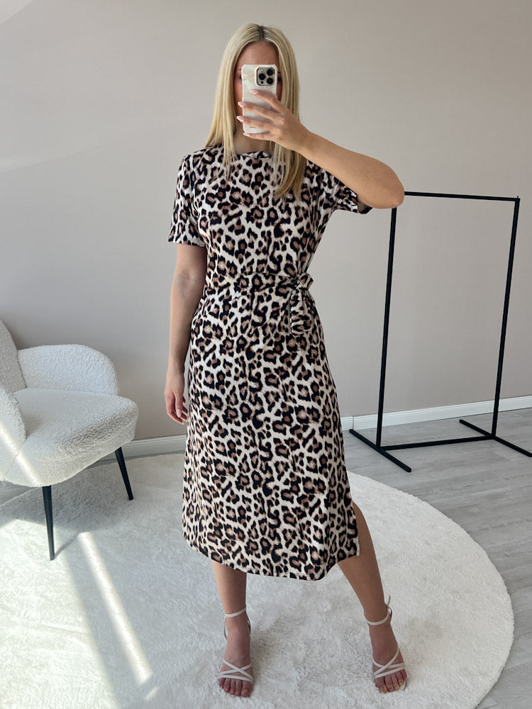 "Toscana Leo Long"- Kleid aus Viscose - beige