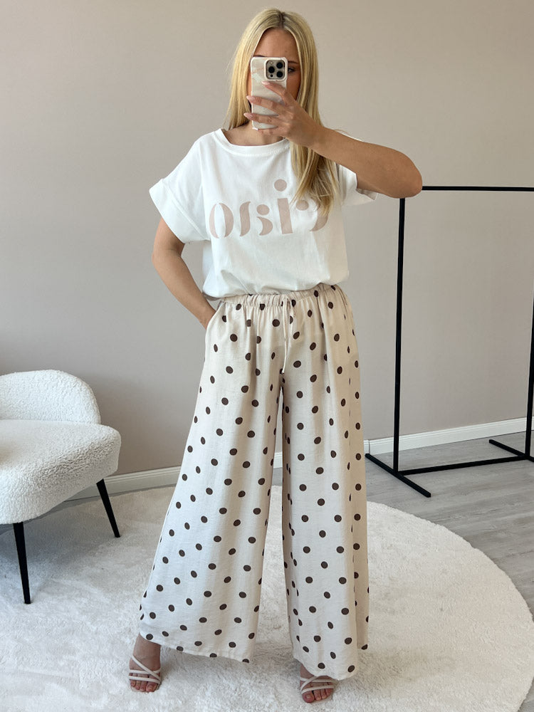 "Milano Dots" weiche Hose aus Viscose - beige/braun