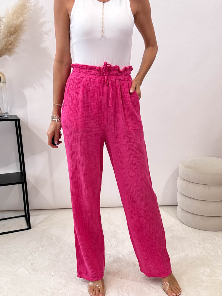 "Musselin Pants 2.0" Hose aus Baumwolle - pink