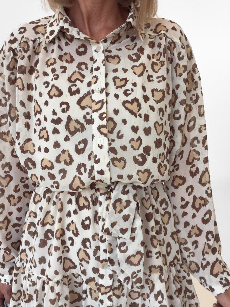 "Wild Grace" stylisches Kleid in Leoprint - beige