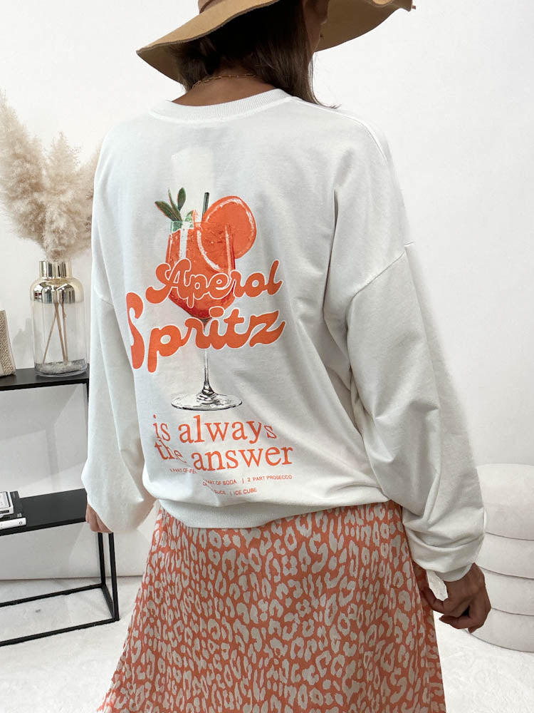 "Spritz" Sweatshirt mit Statement - weiss