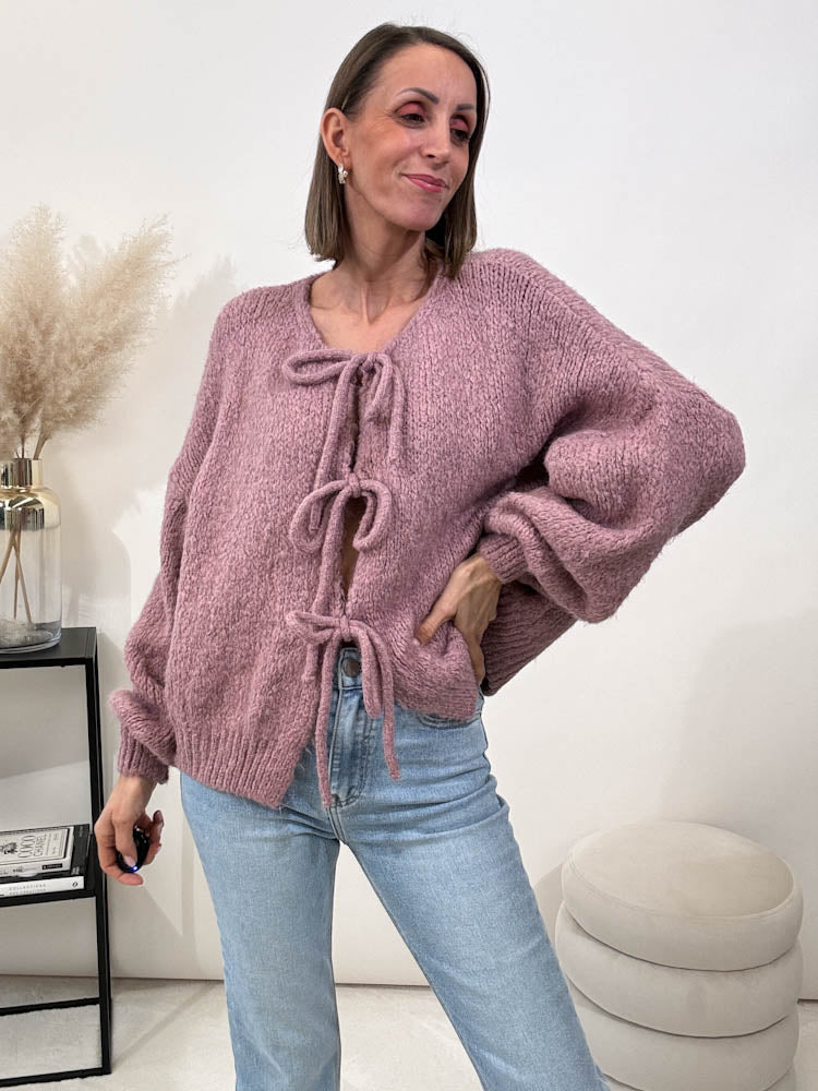 "Mila" kuscheliger Cardigan - mauve