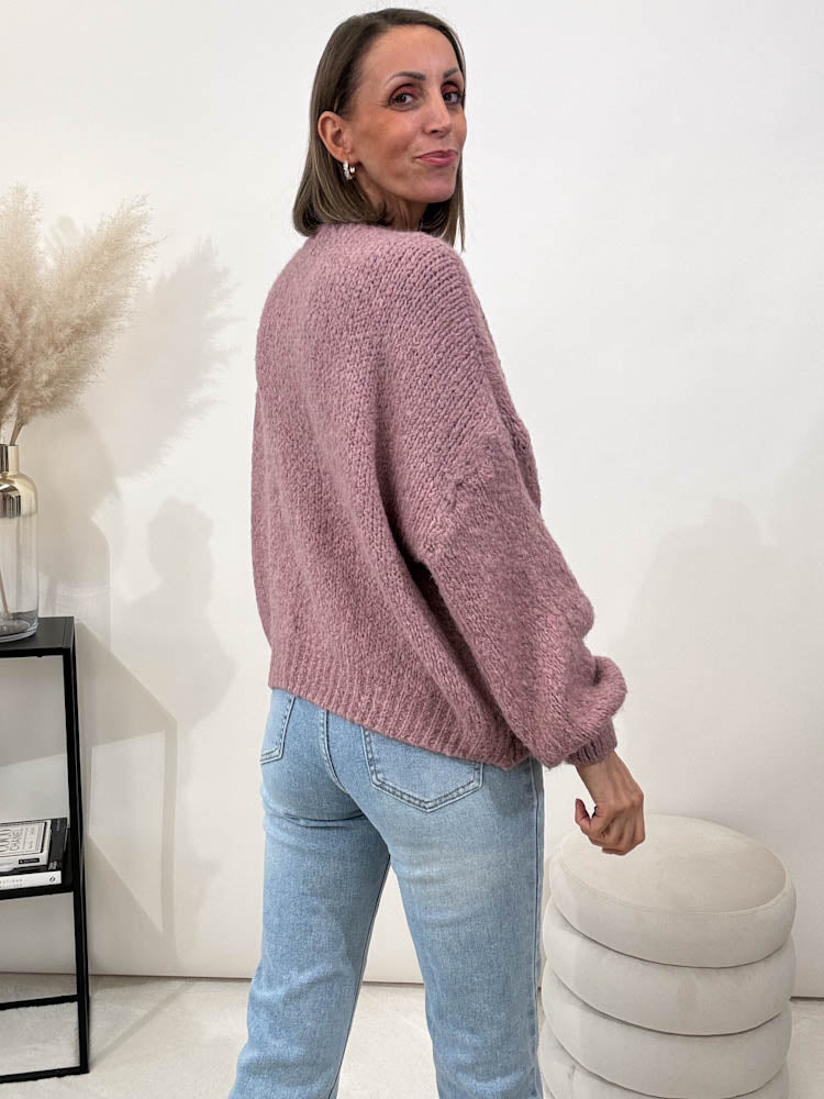 "Mila" kuscheliger Cardigan - mauve