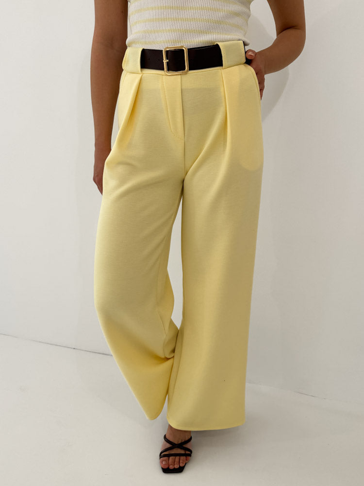 "Pari" elastische Hose aus Viskose  - lemon ice