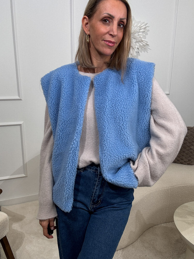 "Teddy Vest" süße Teddy Weste - blau