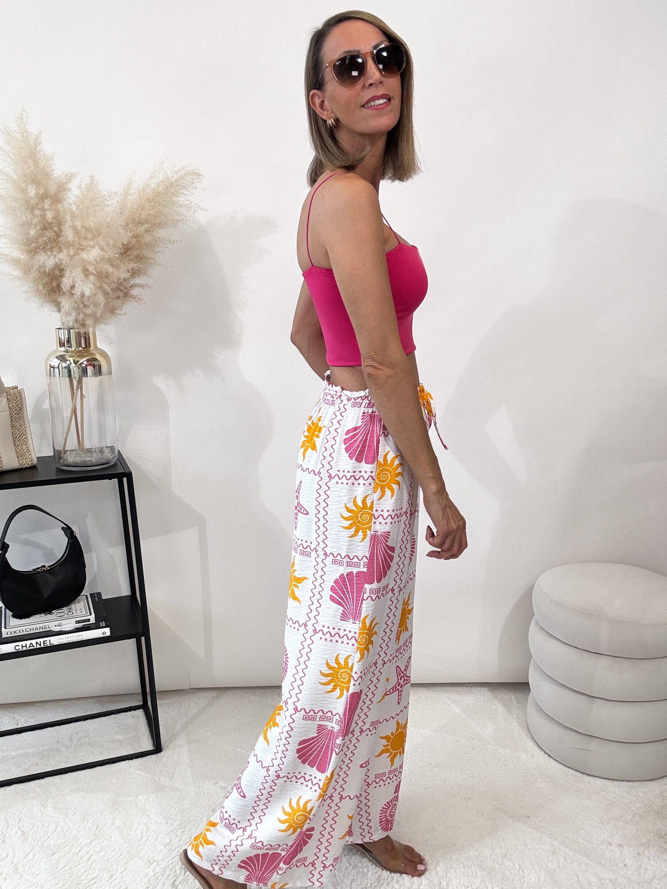 "Conchiglia" Hose aus Viskose - weiss