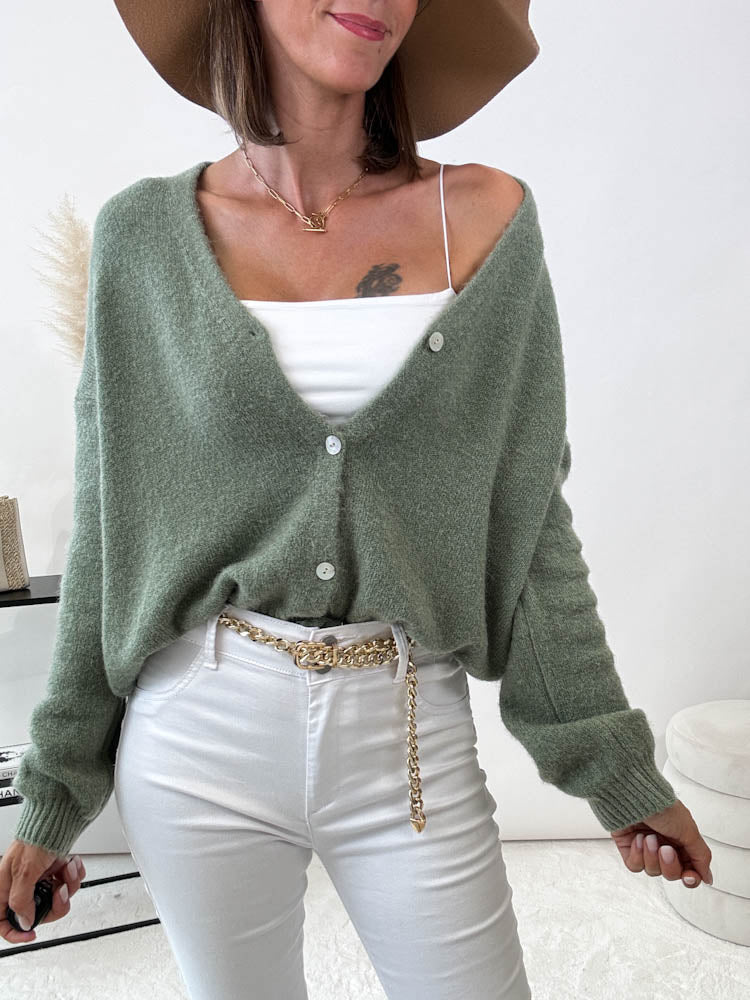 "Orlando V" kuscheliger Cardigan - matcha