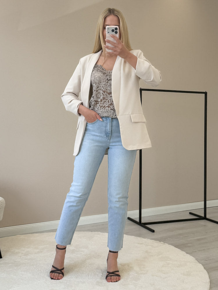 "New Lace" zartes Top aus Spitze - mocca