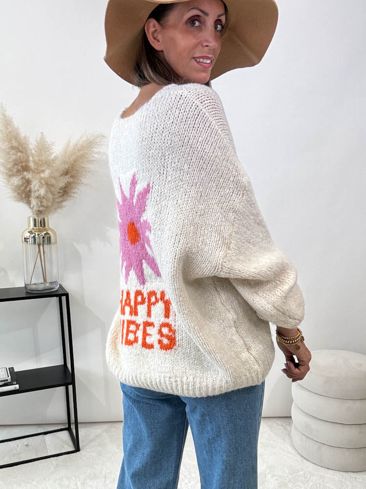 "Happy" kuscheliger Cardigan - creme