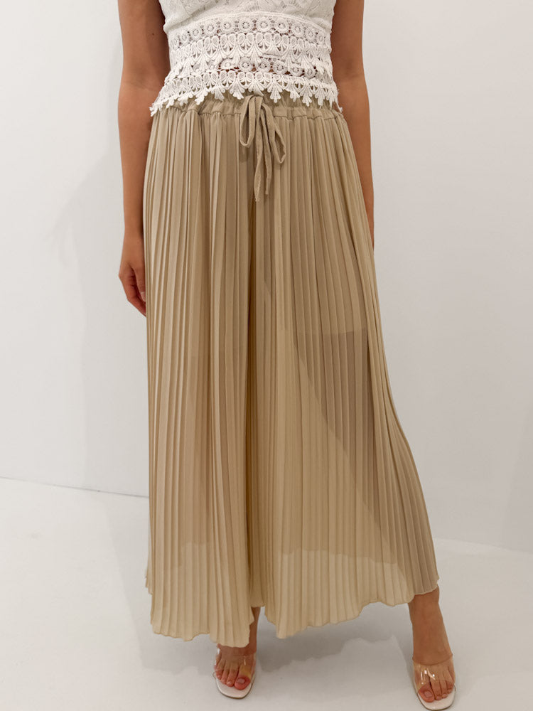 Plissee Culotte Hose - beige