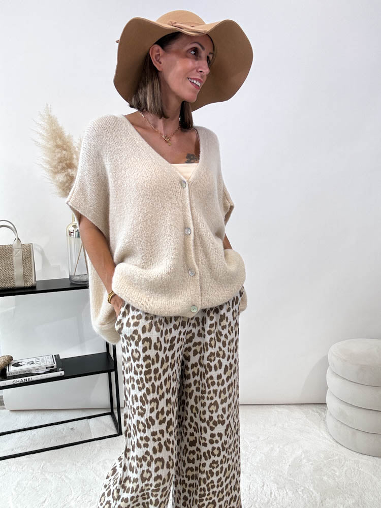 "Musselin Leo Pants" Hose aus Baumwolle - taupe/beige